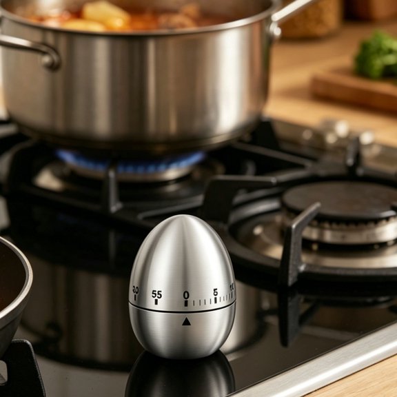 60 Minute Kitchen Timer for Cooking Stainless Steel Wind Up Timer 0-60 Minutes Mechanical Egg Shape for Cooking Baking Study Toothbrush and Classroom