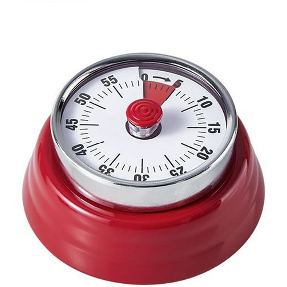 60-Minute Mechanical Timer with Magnetic Base Portable Kitchen Timer Visual Dial Ringer Alert Time Management Tool,Red