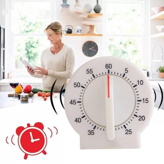 60 Minute Mechanical Wind Up Kitchen Timer No Battery Loud Alarm Plastic Countdown Clock Cooking Baking Study Reminder