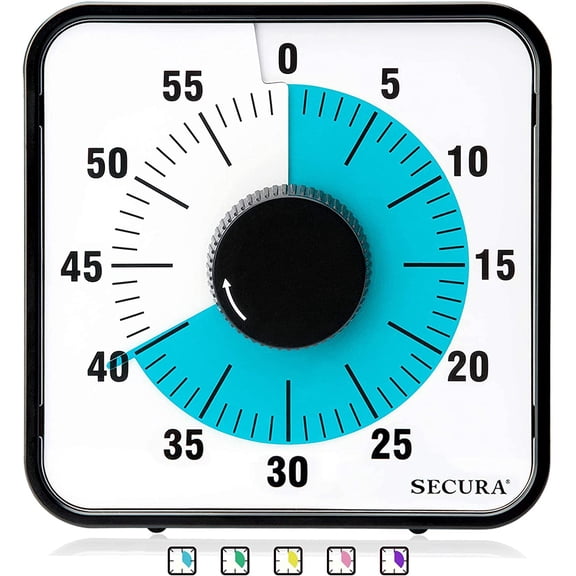 60-Minute Visual Countdown Timer, 7.5-Inch Oversize Classroom Timer for Kids and Adults, Durable Mechanical Kitchen Clock with Magnetic Backing (Blue)