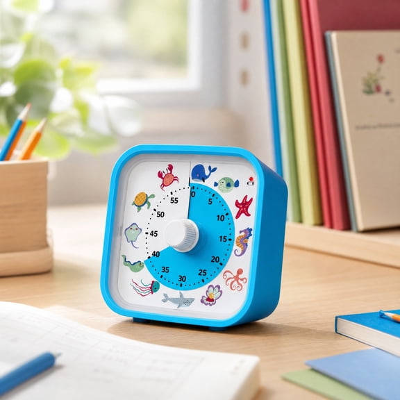 60 Minute Visual Countdown Timer, Built In Auxiliary Night Light Gentle Alarm Prompt Compact Stable Stand Design, Time Management Clock for Student Study Classroom Household Daily Task Planning
