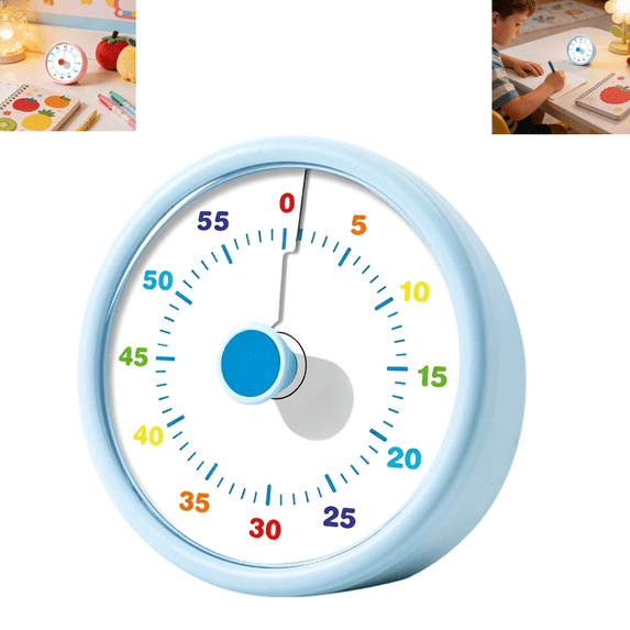 60 Minute Visual Countdown Timer Rainbow Color Number Dial Silent Mechanical Time Management Timer for Kids Classroom Kitchen Office Pomodoro Focus Task Reminder