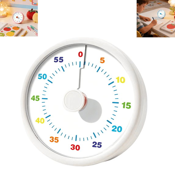 60 Minute Visual Countdown Timer Rainbow Color Number Dial Silent Mechanical Time Management Timer for Kids Classroom Kitchen Office Pomodoro Focus Task Reminder