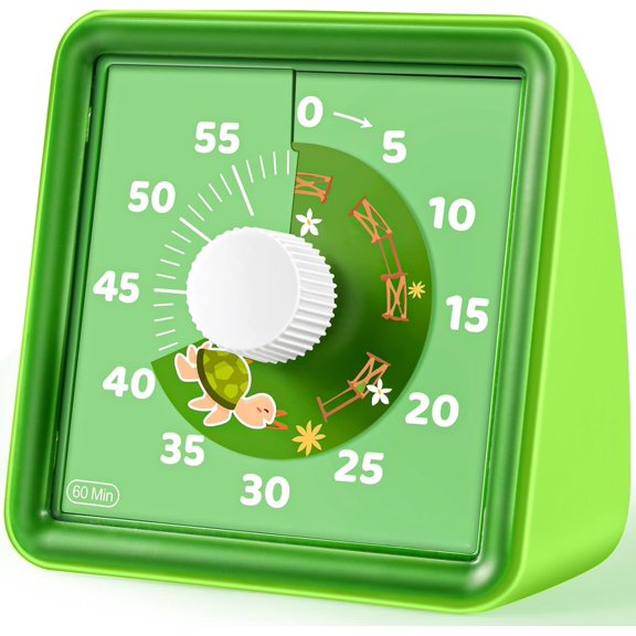 60-Minute Visual Countdown Timer for  & Adults, Classroom Time Management Tool (Green & Green)