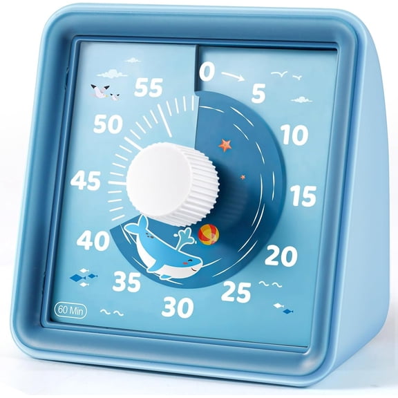 60-Minute Visual Countdown Timer for  & Classroom, Pomodoro Time Management Tool (Blue & Blue)