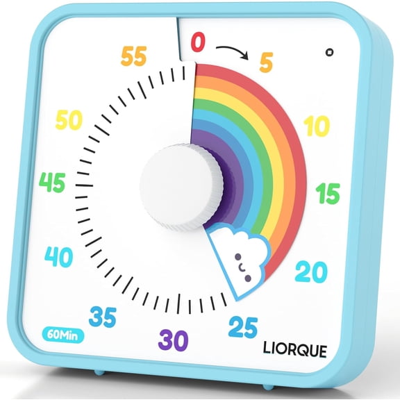 60 Minute Visual Timer for Kids and Adults, Non-Ticking 7.5 Inch Large Visual Countdown Timers for Classroom Desk Countdown Clock with Magnetic Backing, Kids Pomodoro Timer Clock