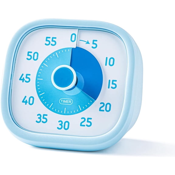 60 Minute Visual Timer for Kids, Countdown Clock with Silent or Ticking Sound, Easy Twist Dial for Classroom, Teachers, Students, Homework, Reading, ADHD Focus