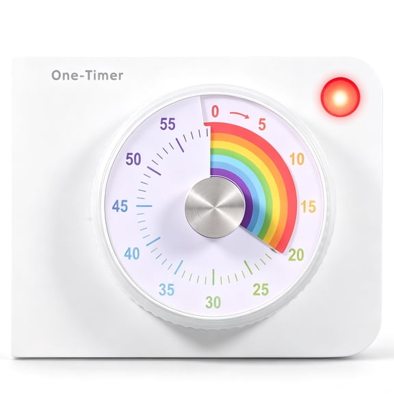 60 Minute Visual Timer Magnetic Countdown Clock with Silent Flash Alert White