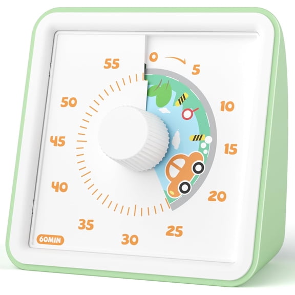 60 Minute Visual Timer for , Visual Countdown Timer for Classroom Office Kitchen with '' Design, Pomodoro Timer with Silent Operation ( Included)