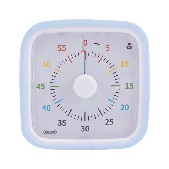 60 Minute Visual Timer with Protective Case, Rainbow Disk Timer, Silent Countdown Time Management Tool Light Blue