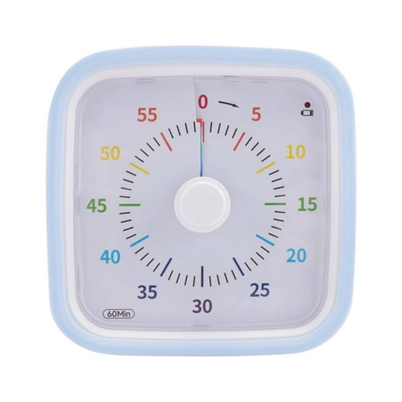60 Minute Visual Timer with Protective Case, Rainbow Disk Timer, Silent Countdown Time Management Tool Light Blue