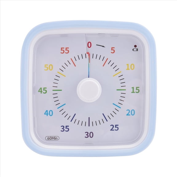 60 Minute Visual Timer with Protective Case, Rainbow Disk Timer, Silent Countdown Time Management Tool Light Blue
