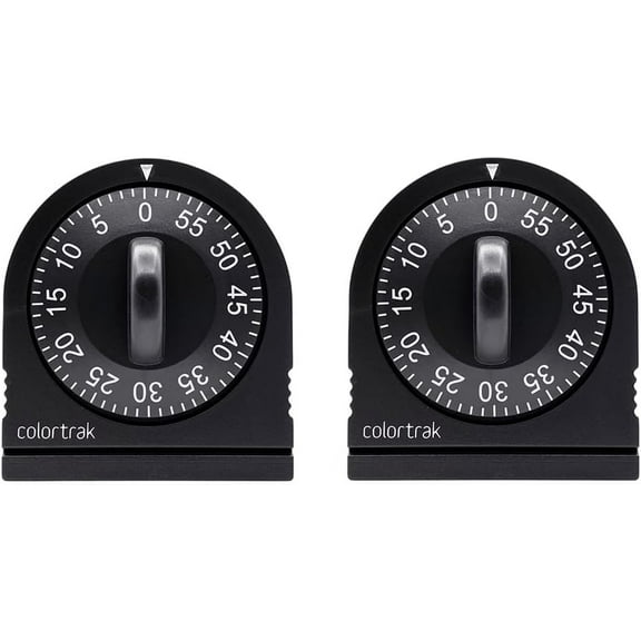 60 Minute Wind Up Timer (2 Pack) Visual Mechanical Timer, from 0 to 60 Minutes, for Kitchen, Hair Color Processing, Tanning Time, Kids' Home and Classroom Activities or Timeouts, Black