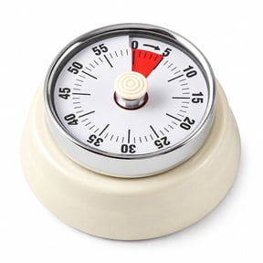 60 Minute Wind Up Timer, Mechanical Kitchen Timer with Magnetic Back, Visual Countdown Timer, Loud Alarm, No Batteries Required for Cooking, Baking, Classroom & Study, Modern Style - Cream White