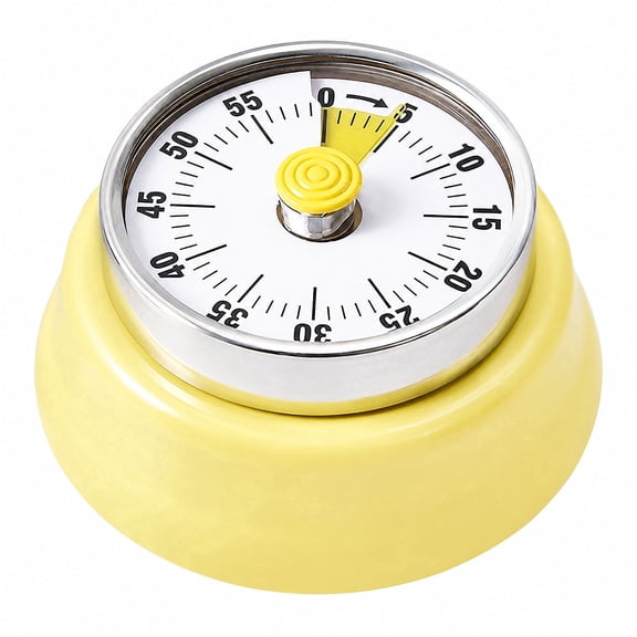 60 Minute Wind Up Timer, Mechanical Kitchen Timer with Magnetic Back, Visual Countdown Timer, Loud Alarm, No Batteries Required for Cooking, Baking, Classroom & Study, Modern Style - Sunny Yellow