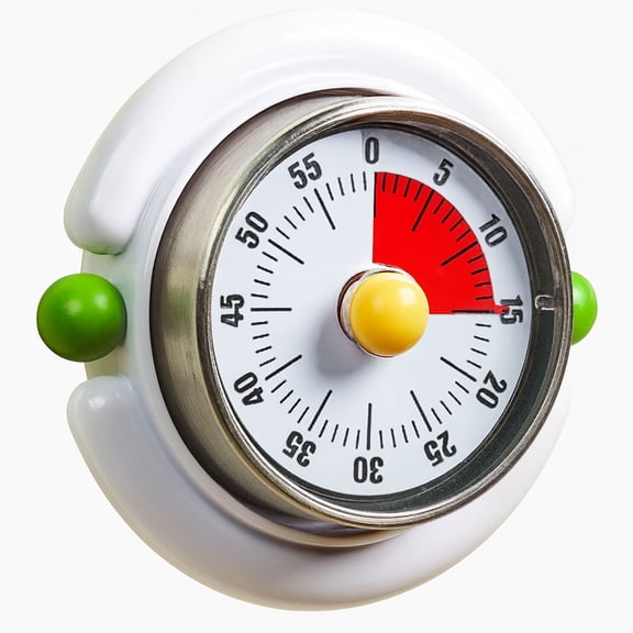 60 Minute Wind Up Timer, Mechanical Kitchen Timer with Magnetic Back, Visual Countdown Timer, Loud Alarm, No Batteries Required for Cooking, Baking, Classroom & Study, Retro Style - Vintage White