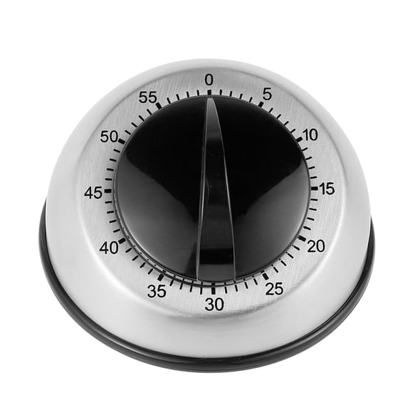 60 Minutes Mechanical Kitchen Timer Stainless Steel Wind Up Countdown Alarm (black )