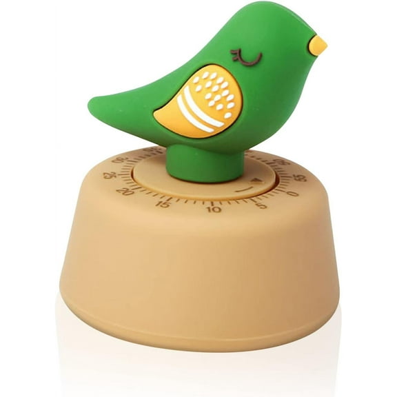 60 Minutes Mechanical Kitchen Timers for Cooking, Cute Bird Timer for Kids, Wind Up Egg Timer for Cooking, Reading, Classroom and Do Sports, Yellow