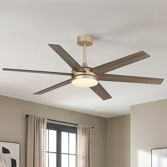 60" Modern Gold Reversible Blades Smart Ceiling Fan with Dimmable LED Light and Remote