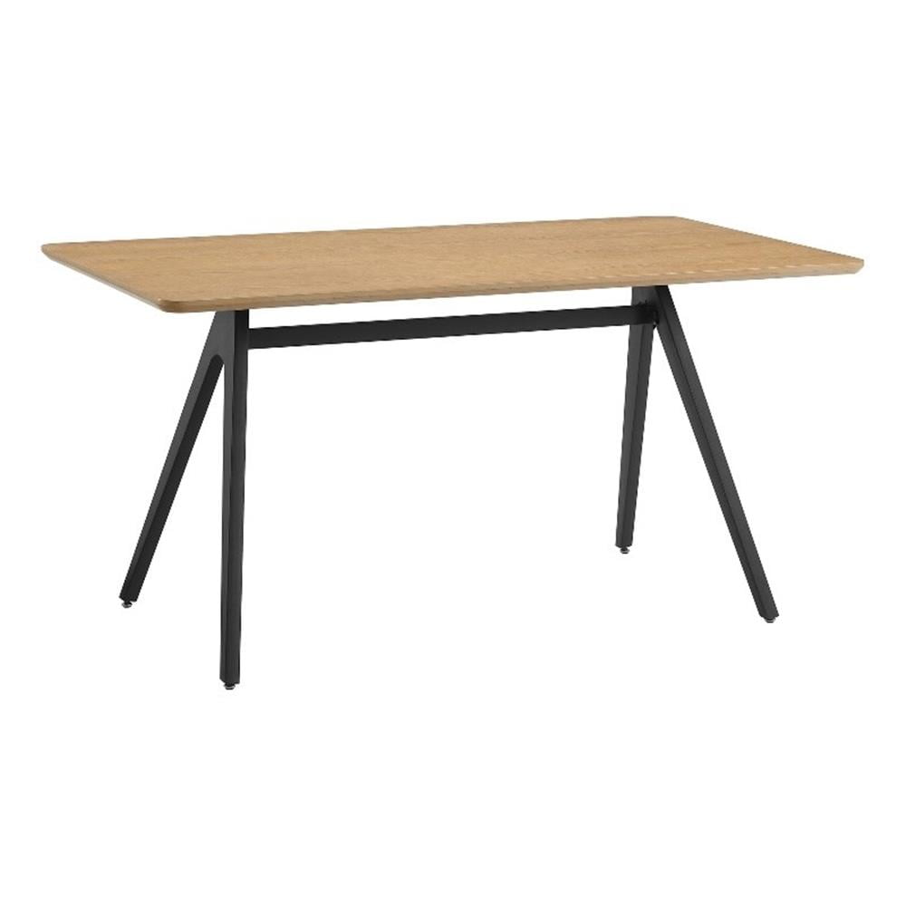 Light Ash Veneer and Metal Rectangular Dining Table