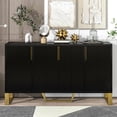 thumbnail image 1 of 60" Modern Sideboard Buffet with 4 Doors, Wood Storage Cabinet with Adjustable Shelves and Metal Handles & Legs, Coffee Bar Cabinet Entryway Console Table for Dinning Room, Kitchen, Hallway, Black, 1 of 9