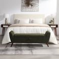 thumbnail image 1 of 60'' Modern Storage Bench with Mid-Centruy Wood Legs,Bench with Storage for Living Room & Bedroom,Comfort Padded - Teddy Olive Green, 1 of 6