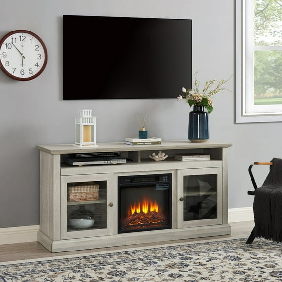 60" Modern TV Stand with Electric Fireplace – Classic American Entertainment Center for 65" TVs