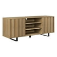 thumbnail image 1 of 60" Modern Wood TV Cabinet with Paneled Doors - Oak / Black, 1 of 5