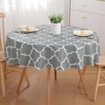 thumbnail image 1 of 60" Moroccan Polyester Tablecloth for Round Tables, Waterproof Stain Resistant Washable Dining Table Protector for Holiday, Party, Indoor and Outdoor, Light Grey and White, 1 of 6