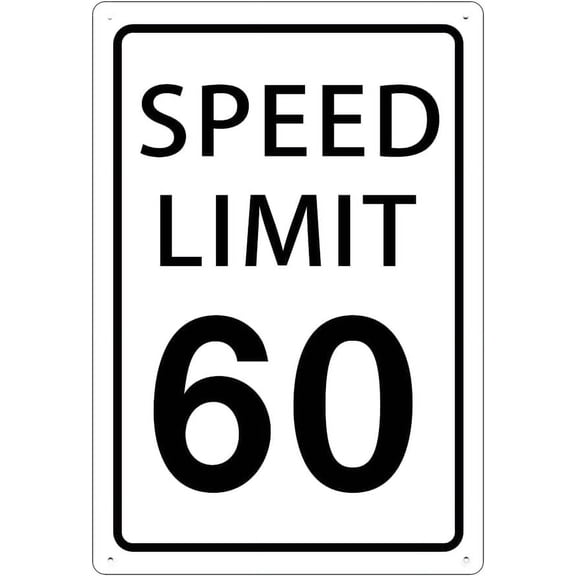60 Mph Road Safety Warning Metal Sign 8 X 12 In