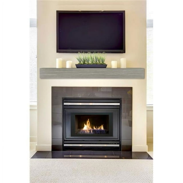 60" Graywash Fiberglass and Cement Aggregate Mantel