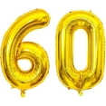 thumbnail image 1 of 60 Number Balloons 40 Inch Gold Big Giant Jumbo Number 60 Foil Mylar Balloons for 60th Women Men Birthday Party Supplies 60 Anniversary Events Decorations, 1 of 4