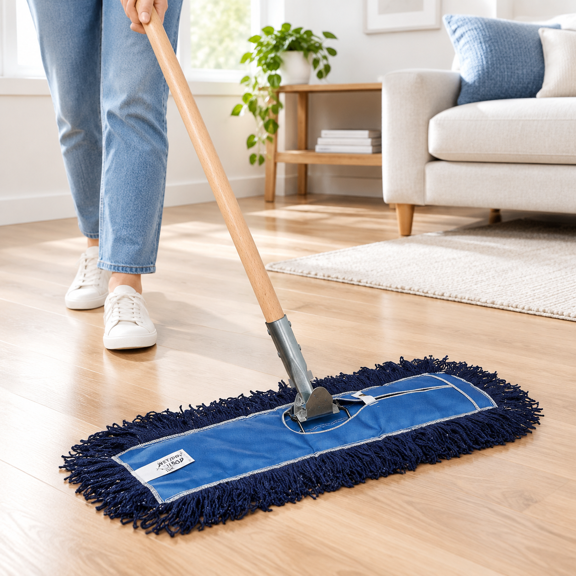 60" Nylon Dust Mop With Wood Handle - Heavy Duty Head For Industrial Mercial And Residentialning Dry Floor Duster Hardwood Surface