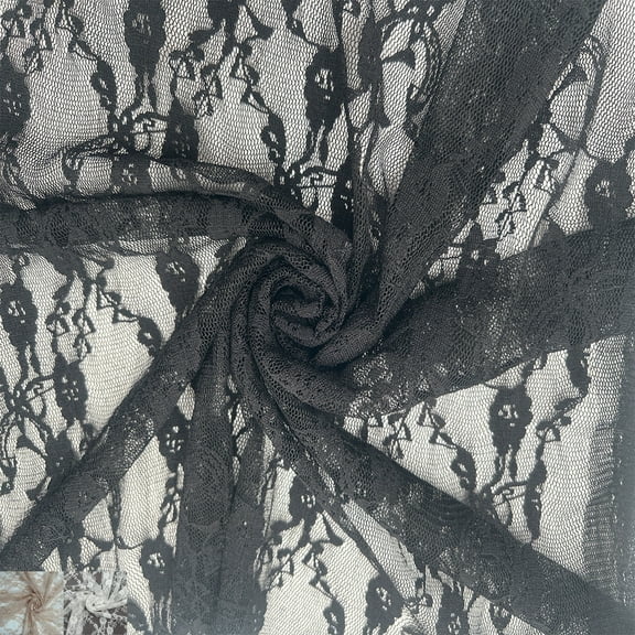 60" Nylon Spandex Lace Floral Pattern Anti Wrinkle & Breathable Fabric by the Yard - (88 GSM) 4-Way Stretch - Perfect for Clothing, Lingerie, Bridal Gowns & DIY-Black