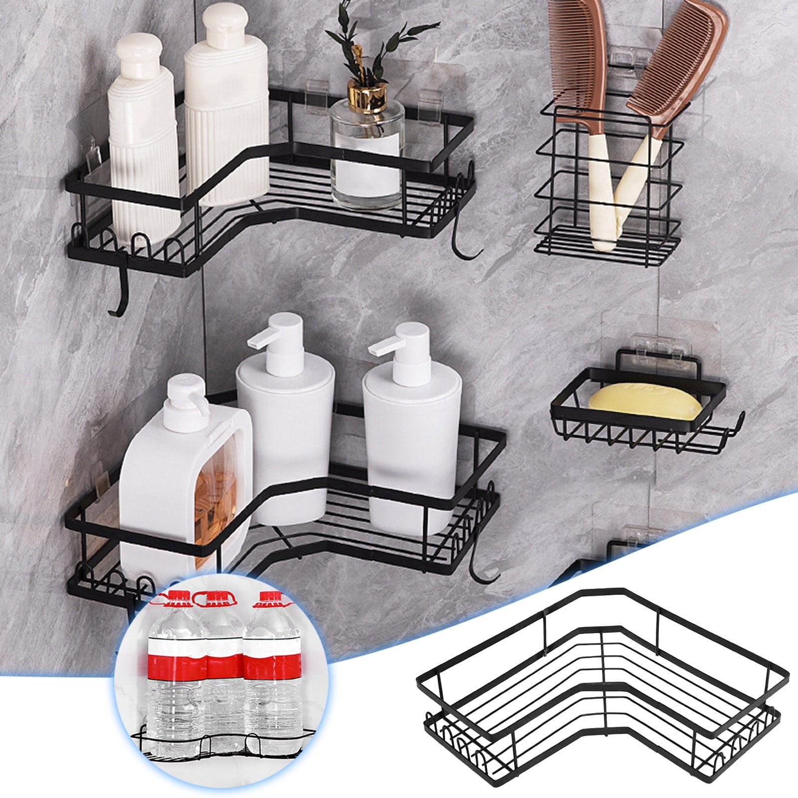 Up to 60% OFF, No Drill Bathroom Storage Rack, Wall Mounted Corner ...