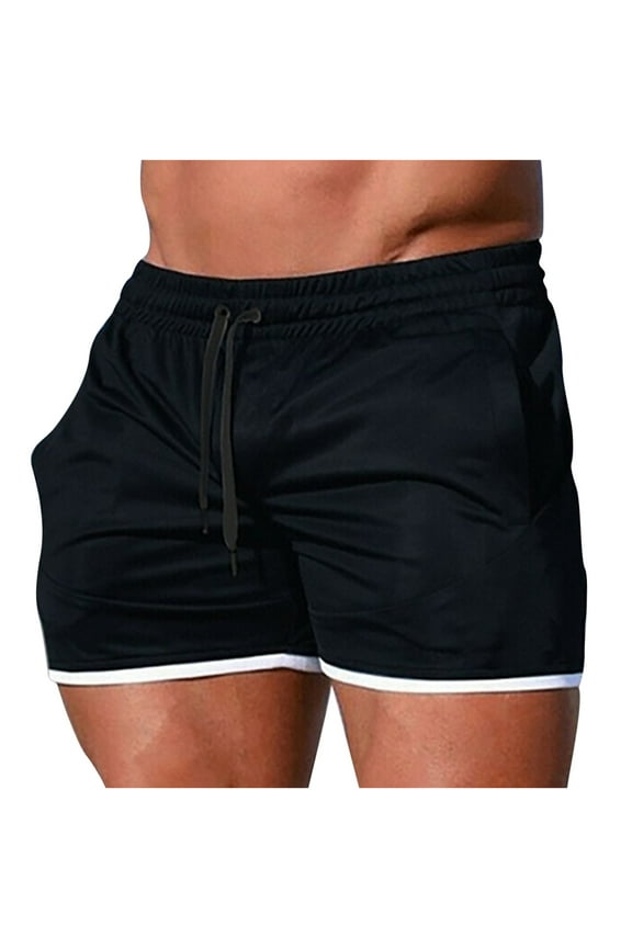 Ganfancp Mens Swim Shorts, Men Quick Dry Beach Shorts Mesh Lined Swimming Trunks Draw Rope Leisure Loose Shorts Printed Large Shorts with Pocket Black XL