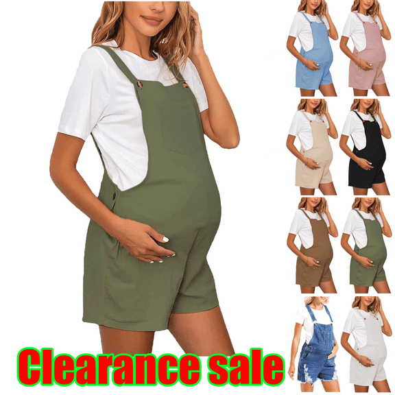 Up to 60% Off! Maternity Romper,Maternity Biker Shorts,Women's Maternity Jumpsuit Solid Color Adjustable Waist Shoulder Strap Suspender Shorts Comfortable Pregnancy Wear for Summer