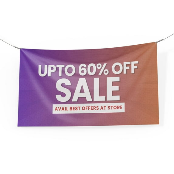 60 Off Sale Banner Large (5Feetx2.5Feet) By Dreamcontroller | Wall Outdoor Banner Signs With Pre-Punch Holes For Easy Rope Hanging For Business Office Events | Made In Usa | Fast Delivery | Hd Print