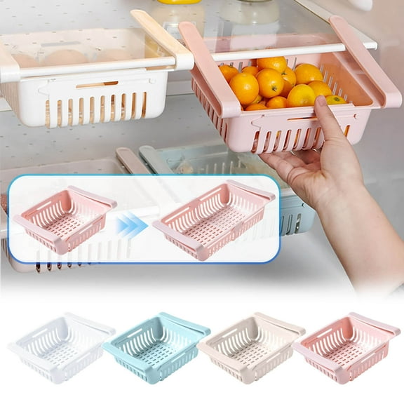 Up to 60% Off, Vsgery Refrigerator Storage Rack, Fresh-keeping Pull-out, Stainless Steel, 2-Tier, Organized Storage, Kitchen Storage Rack|Plastic,Beige