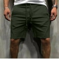 thumbnail image 1 of pstuiky Mens Shorts, Men Elastic-Waist Drawstring Shorts Loose Straight Leg Edge Shorts Beach Medium Shorts Sports Quarter Pants Leisure Army Green L, 1 of 7