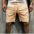 thumbnail image 1 of pstuiky Mens Shorts, Men Elastic-Waist Drawstring Shorts Loose Straight Leg Edge Shorts Beach Medium Shorts Sports Quarter Pants Leisure Khaki XL, 1 of 7