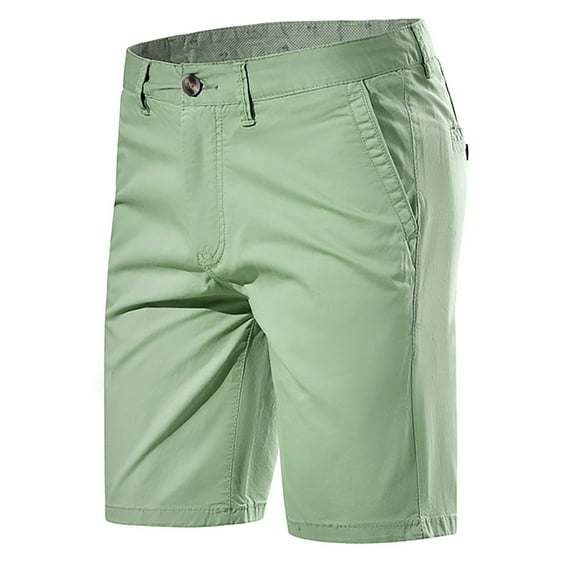 Up to 60% off! pstuiky Mens Shorts, Men Solid Color Button Classic Exercise Golf Shorts Cotton Cargo Short Men's Summer Beach Shorts with Pockets Leisure Watermelon Red S