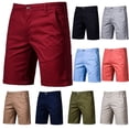 thumbnail image 1 of pstuiky Mens Shorts, Men Solid Color Button Classic Exercise Golf Shorts Cotton Cargo Short Men's Summer Beach Shorts with Pockets Leisure Wine XL, 1 of 5