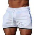 thumbnail image 1 of Ganfancp Mens Swim Shorts, Men Quick Dry Beach Shorts Mesh Lined Swimming Trunks Draw Rope Leisure Loose Shorts Printed Large Shorts with Pocket White L, 1 of 5