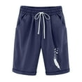 thumbnail image 1 of pstuiky Shorts for Women, Women's Summer Leasure Women's Printed Elastic Waist Button Zipper Shorts Slim Pocket Shorts Lightweight Shorts Dark Blue S, 1 of 3