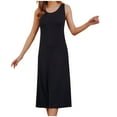thumbnail image 1 of pstuiky Summer Dresses , Women with Breast Pad Long Nightdress Vest Nightdress Thin One-Piece Vest Large Size Can Be Worn Outside Long Pajamas Leisure Black L, 1 of 5