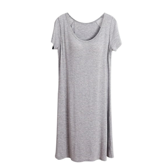pstuiky Summer Dresses , Women with Breast Pad Long Nightdress Vest Nightdress Thin One-Piece Vest Large Size Can Be Worn Outside Long Pajamas Leisure Gray XL