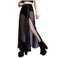 thumbnail image 1 of Up to 60% Off! pstuiky Summer Dresses , Women Dark Gothic Skirt with Hook Buckle High Split Mesh Skirt High Waist Split Thighs Beach Covered Skirt Leisure Summer Clearance Black XL, 1 of 6