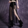 thumbnail image 1 of pstuiky Summer Dresses , Women Dark Gothic Skirt with Hook Buckle High Split Mesh Skirt High Waist Split Thighs Beach Covered Skirt Leisure Summer Black M, 1 of 6