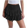 thumbnail image 1 of Up to 60% Off! pstuiky Tennis Skirts for Women, Women's Irregular Solid Color Lined Cake Skirt Short Culottes Skirt Skorts for Workout Casual Clearance Items Black XL #1, 1 of 7